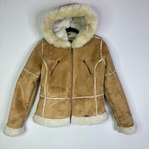 Lei Vintage Faux Suede Faux Fur Trim Jacket 90s Size Medium